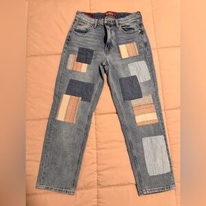 Lucky Brand Blue Patchwork Relaxed Straight Jeans